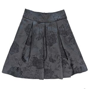 RW&CO Women's Size 0 Black Pleated A Line‎ Floral Pattern Satin Skirt